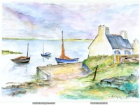 fonds ecran de Pierre Chaignon - la bretagne entre terre et mer - Aquarelles par Pierre Chaignon - originaire du finistre nord