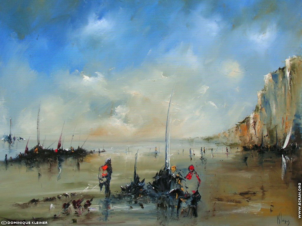 fonds d cran Peinture  l'huile - Peinture au couteau - haute Normandie, fcamp, etretat, yport - de Dominique Kleiner