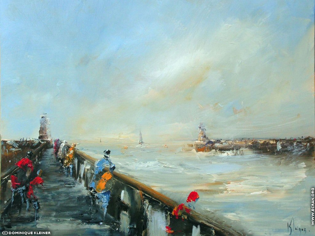 fonds d cran Peinture  l'huile - Peinture au couteau - haute Normandie, fcamp, etretat, yport - de Dominique Kleiner