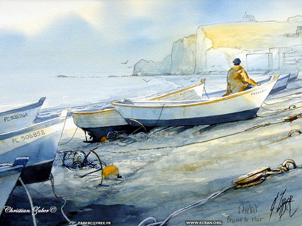 fonds d cran Peinture - Aquarelles de Christian Zaber - La Normandie en fond d'cran & en couleur - de Christian Zaber