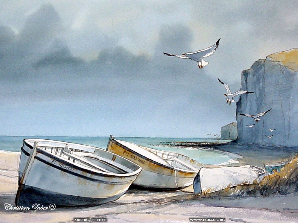 fonds d cran Peinture - Aquarelles de Christian Zaber - La Normandie en fond d'cran & en couleur - de Christian Zaber