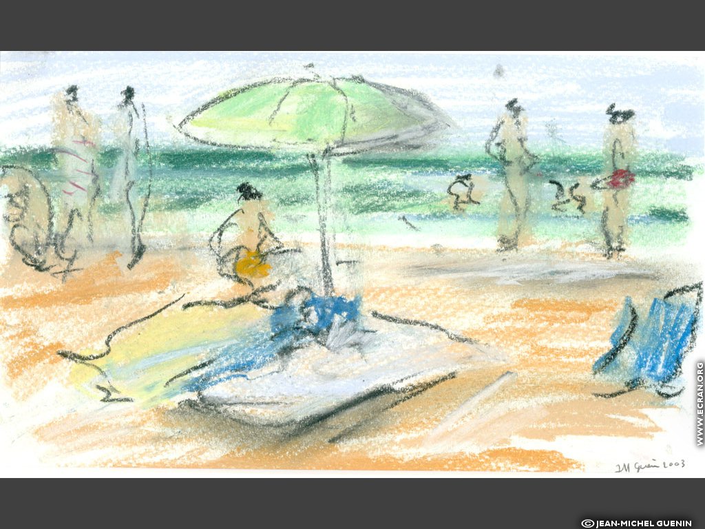 fonds d cran Peintures pastel plages - de Jean Michel Guenin