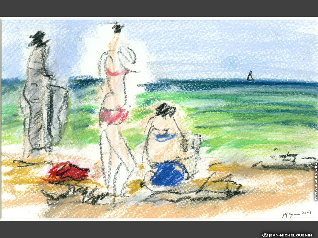fonds d cran Peintures pastel plages - de Jean Michel Guenin