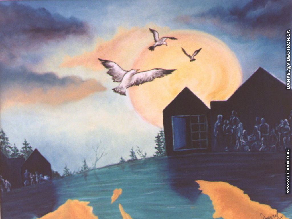 fonds d cran Peintures de Danynel - Canada - Vagues & dauphins - Fonds d'ecran - de Danynel