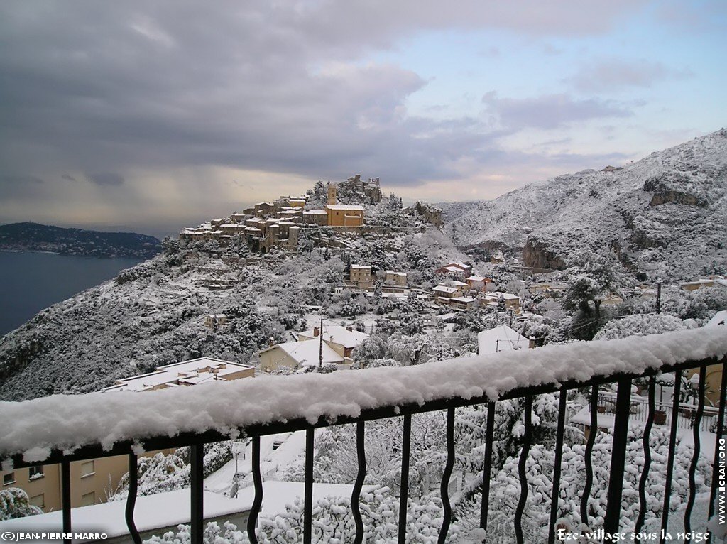 fonds d cran Sud Cote d Azur Provence Eze Neige (lieu du mariage Dave Evans U2) - de Jean-Pierre Marro