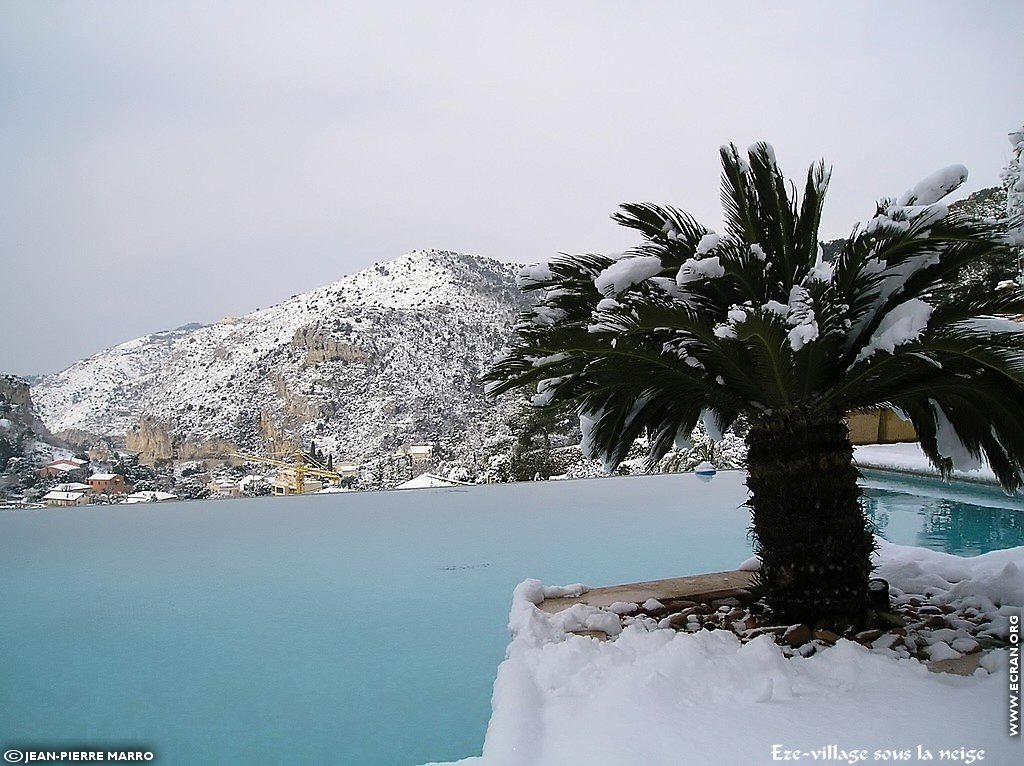 fonds d cran Sud Cote d Azur Provence Eze Neige (lieu du mariage Dave Evans U2) - de Jean-Pierre Marro