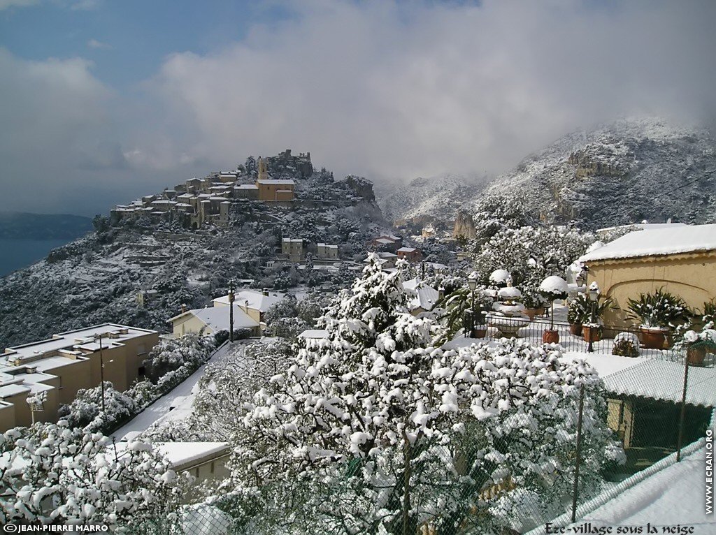 fonds d cran Sud Cote d Azur Provence Eze Neige (lieu du mariage Dave Evans U2) - de Jean-Pierre Marro