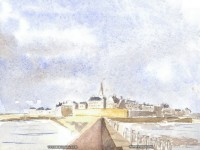 fonds d ecran de Yvon - Aquarelle entre Dinard et St Malo, Cornouaille et pays bigouden. Fonds cran par Yvon peintre et sonneur de bombarde - Quimper Bretagne