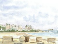 fond d ecran de Aquarelle entre Dinard et St Malo, Cornouaille et pays bigouden. Fonds cran par Yvon peintre et sonneur de bombarde - Quimper Bretagne - Yvon