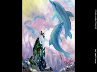 fonds cran de Danynel - Peintures de Danynel - Canada - Vagues & dauphins - Fonds d'ecran